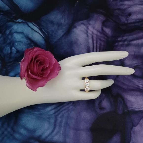 Swarovski Elements - Size 6.5 - 18K gold plated ring as pictured - Picture 2 of 7